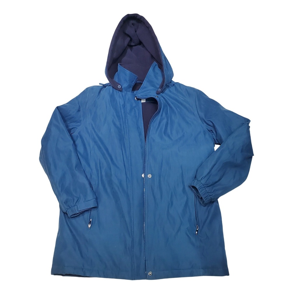 Liz Claiborne Blue Fleece Lined Hooded Jacket Women's Size M